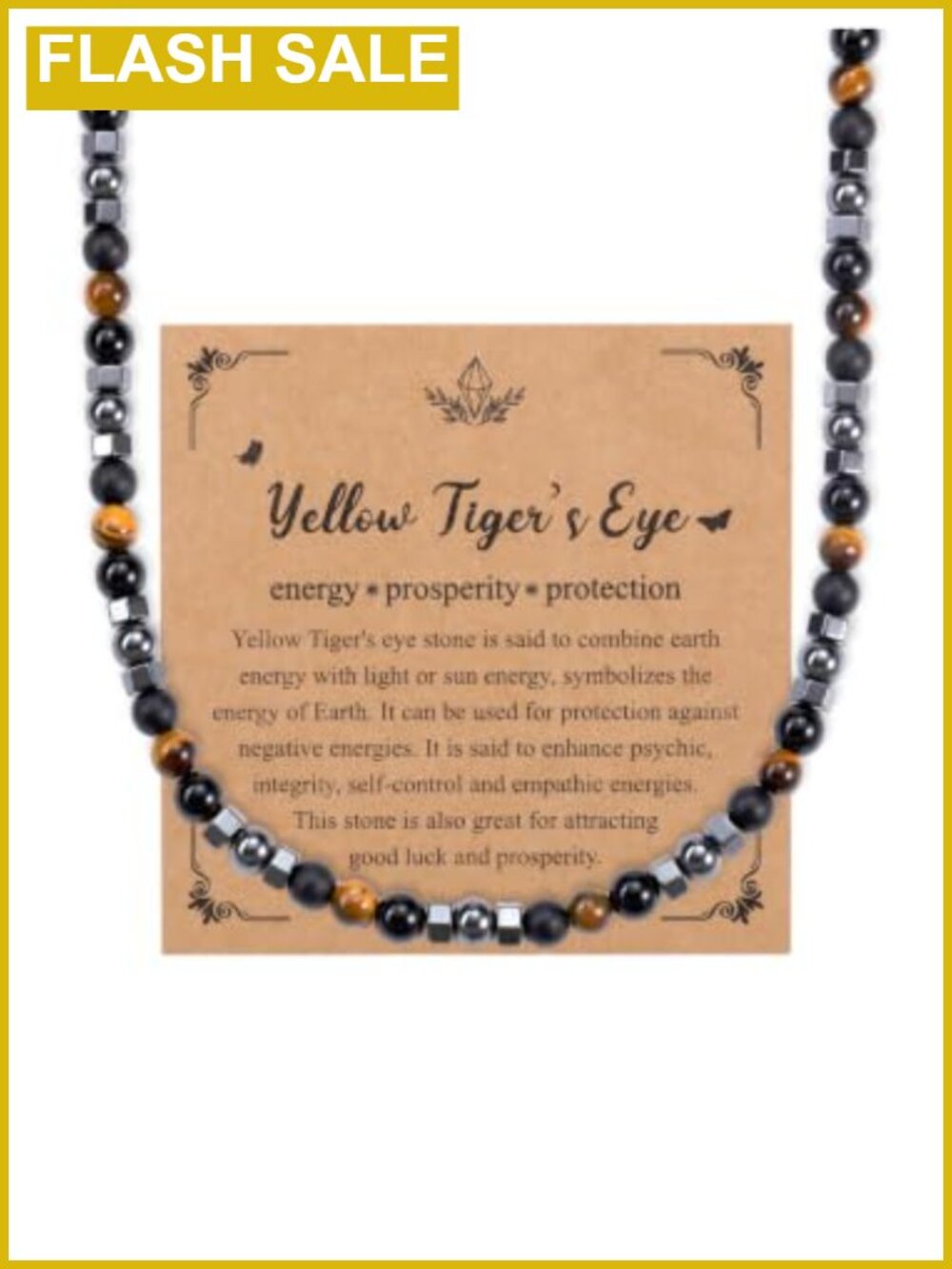 Mens Natural Tiger Eye Hematite Obsidian Beaded Necklace Stainless Steel 20 in
